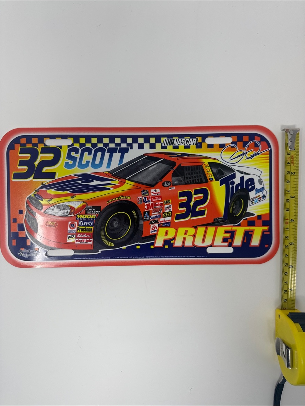 Scott Pruett #32 Tide NASCAR plastic Sign - Red Yellow Blue
